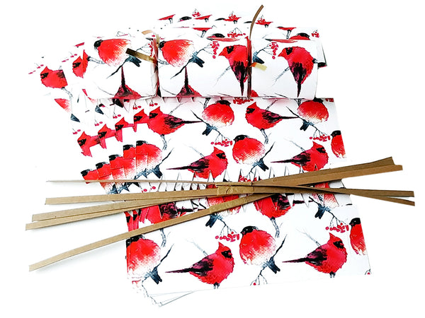 DIY Christmas Cracker Kit | "Cardinals & Finches" | Makes 6 Christmas Crackers.