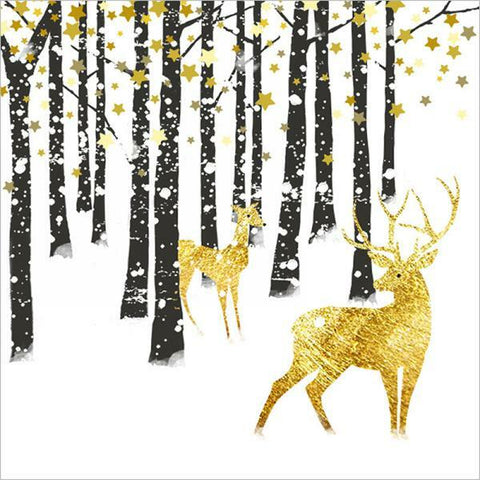 Christmas Napkins - "Golden Deer in the Black Woods"