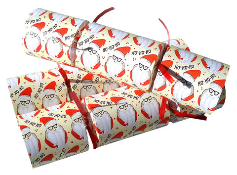 Ho Ho Ho Christmas Crackers with Santa Tree Ornaments