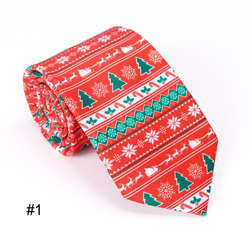 Christmas Necktie with trees & snowflakes