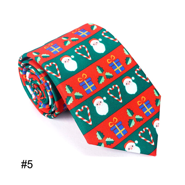 Christmas Necktie with Santa and Candy Cane Hearts