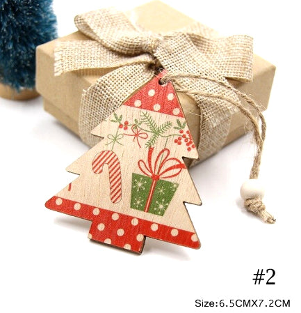 Wood Christmas Tree Ornament - Polka Dot Tree with Candy Cane